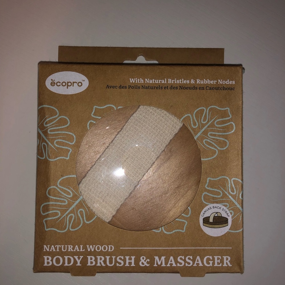 Natural wood body brush and massager